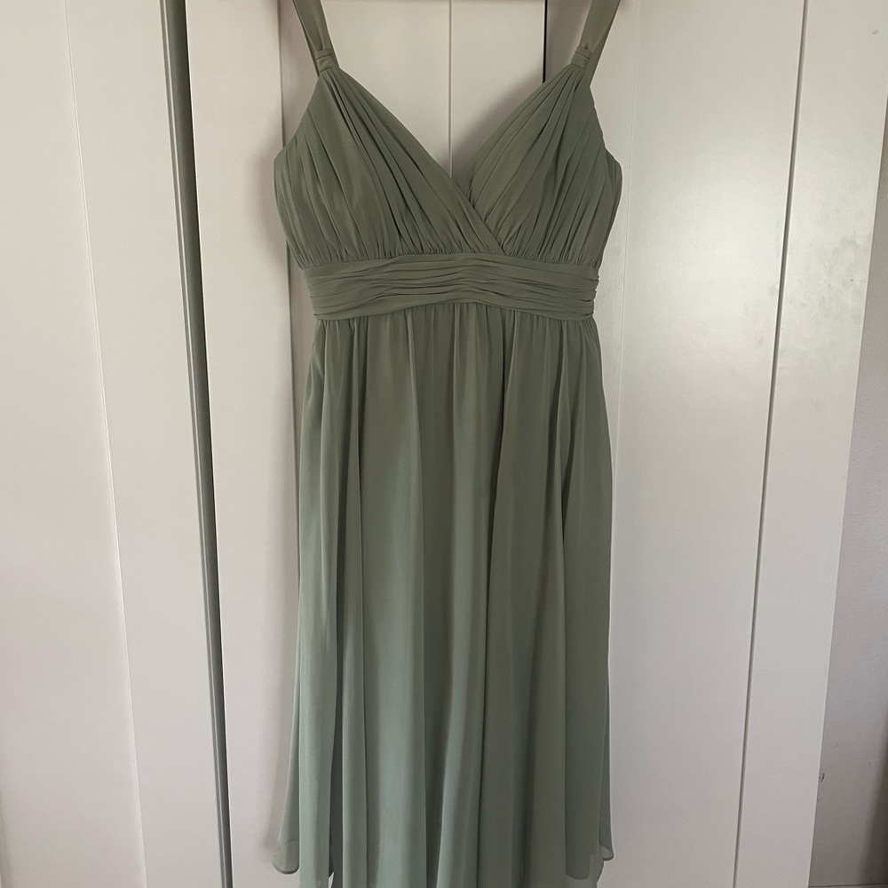Jasmine Sage Green Ruched Sweetheart Midi Dress